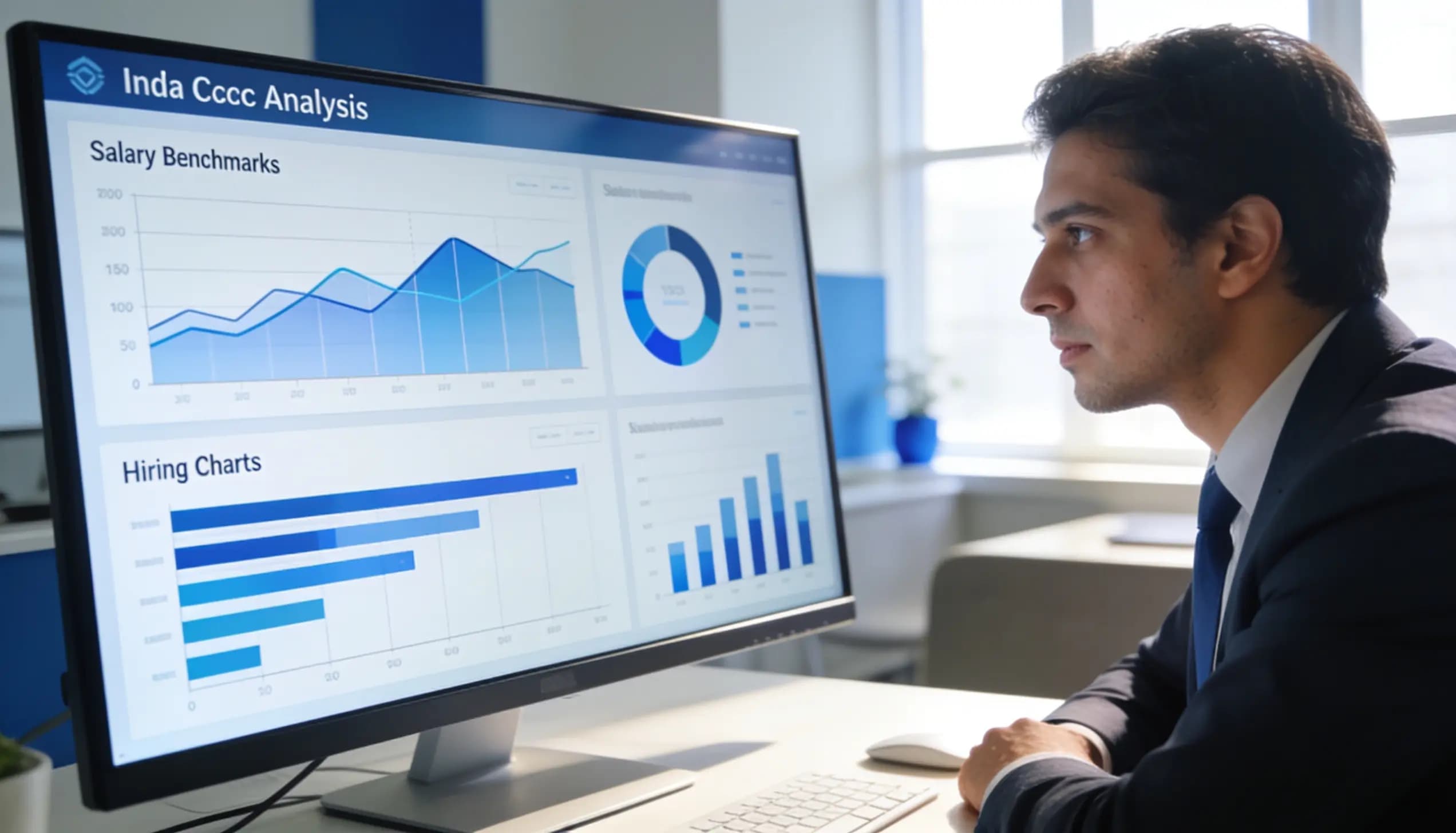 Data analyst reviewing GCC salary benchmarks and hiring charts